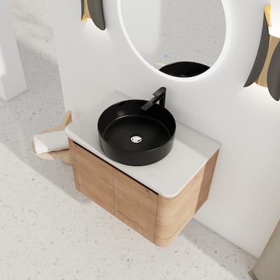 Wall-Mounted Bathroom Vanity With Ceramic Art Sink