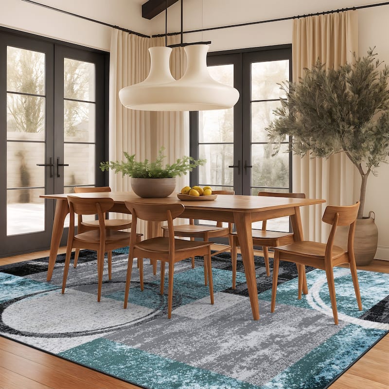 World Rug Gallery Abstract Polypropylene Machine-Made Circle Area Rug