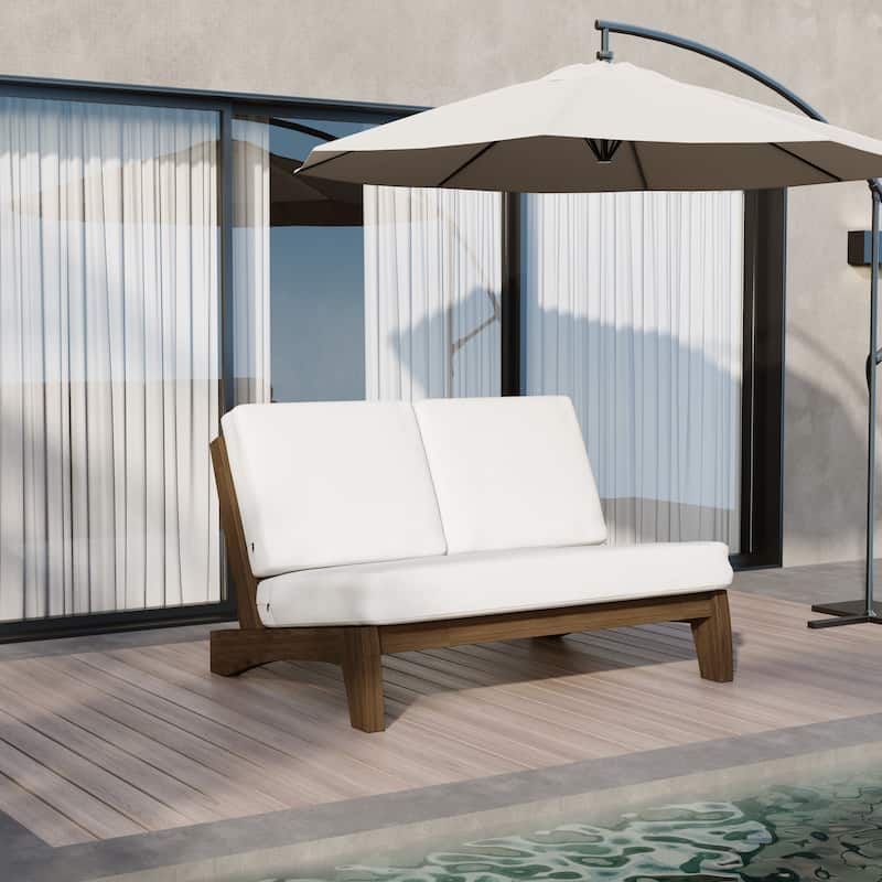 Sectional Wood Furniture 2 Seat Armless Patio Sofa - Loveseat/Separate cushion - White