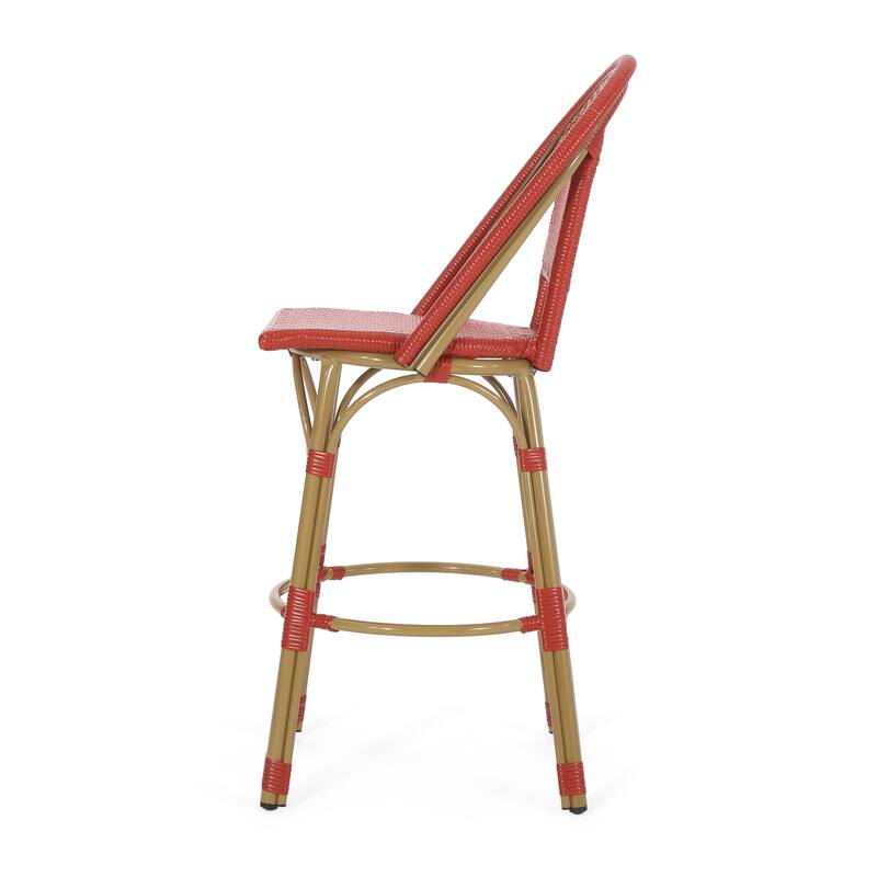Shelton Wicker and Aluminum Outdoor 29.5 Inch Barstools by Christopher Knight Home -Set of 2