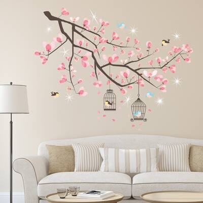 Walplus Pink Cherry Blossom Tree Wall Sticker Wall Art Nursery Decor