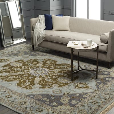 Hand-Knotted Tim Border New Zealand Wool Area Rug
