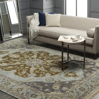 Hand-Knotted Tim Border New Zealand Wool Area Rug