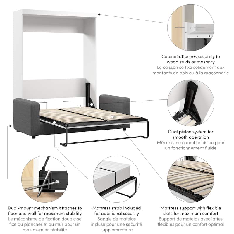 Bestar Nebula Space-Saving Murphy Bed with Sofa for Living Room