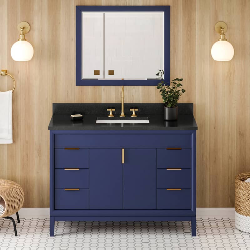 Jeffrey Alexander VKITTHE48R-GRANITE Theodora II 48" Free Standing - Hale Blue / Black - Painted