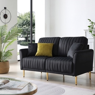Modern Style Velvet Upholstered Sofa with Metal Legs 2-seater Sofa ...
