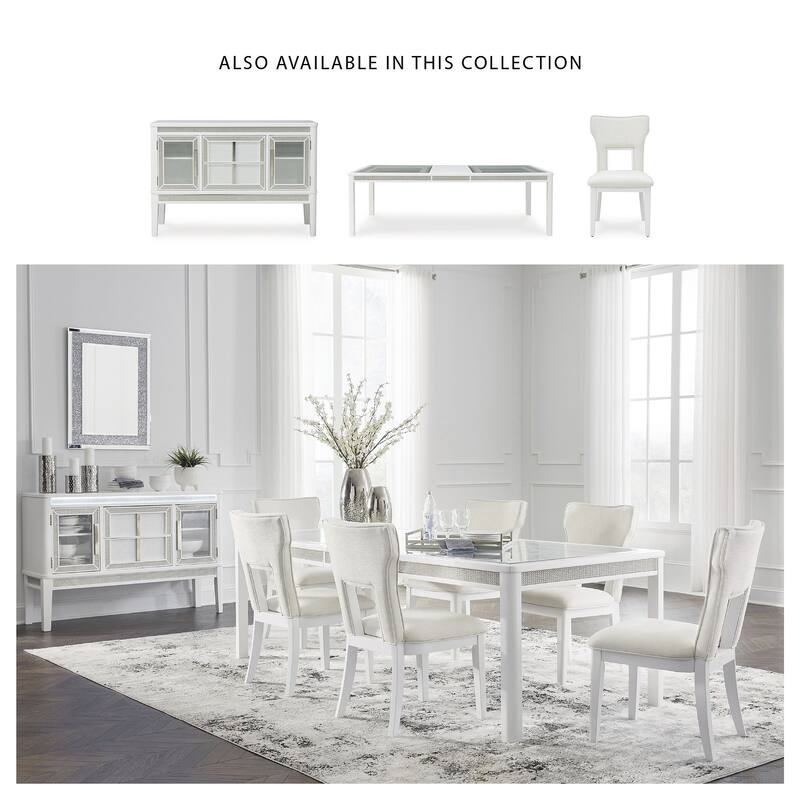 Signature Design by Ashley Chalanna White Dining Server - 56.25" W x 18.13" D x 38.5" H