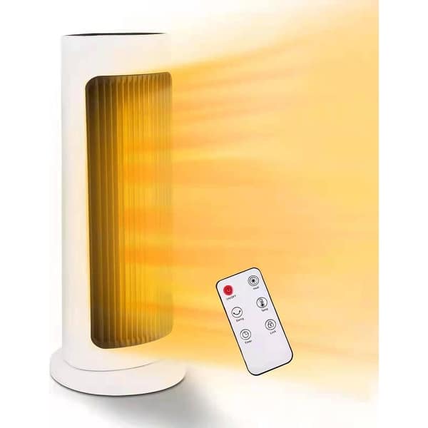 slide 2 of 5, Electric Space Heater, 1500W Ceramic Tower Fan Heater, Digital LED Display, Auto - 6*20*6 White