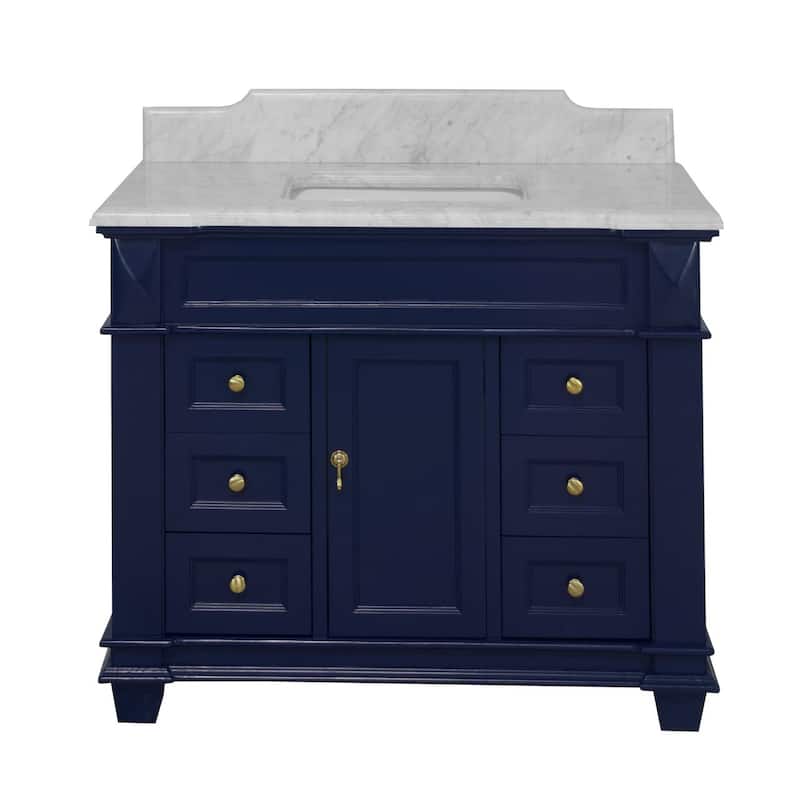 KitchenBathCollection Elizabeth 42" Bathroom Vanity with Carrara Marble Top