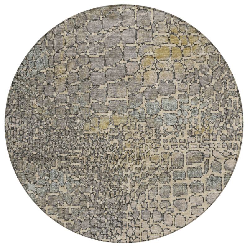 Machine Washable Indoor/ Outdoor Modern Cobble Chantille Rug