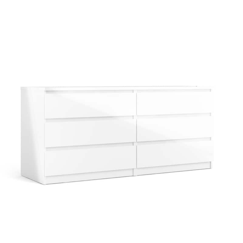 Porch & Den McKellingon 6-drawer Double Dresser - White High Gloss