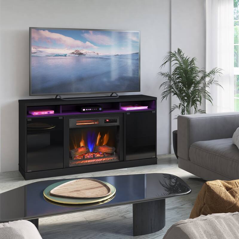 duraflame® Electric Fireplace TV Stand with Modern LED Accent Lighting and Remote, Black