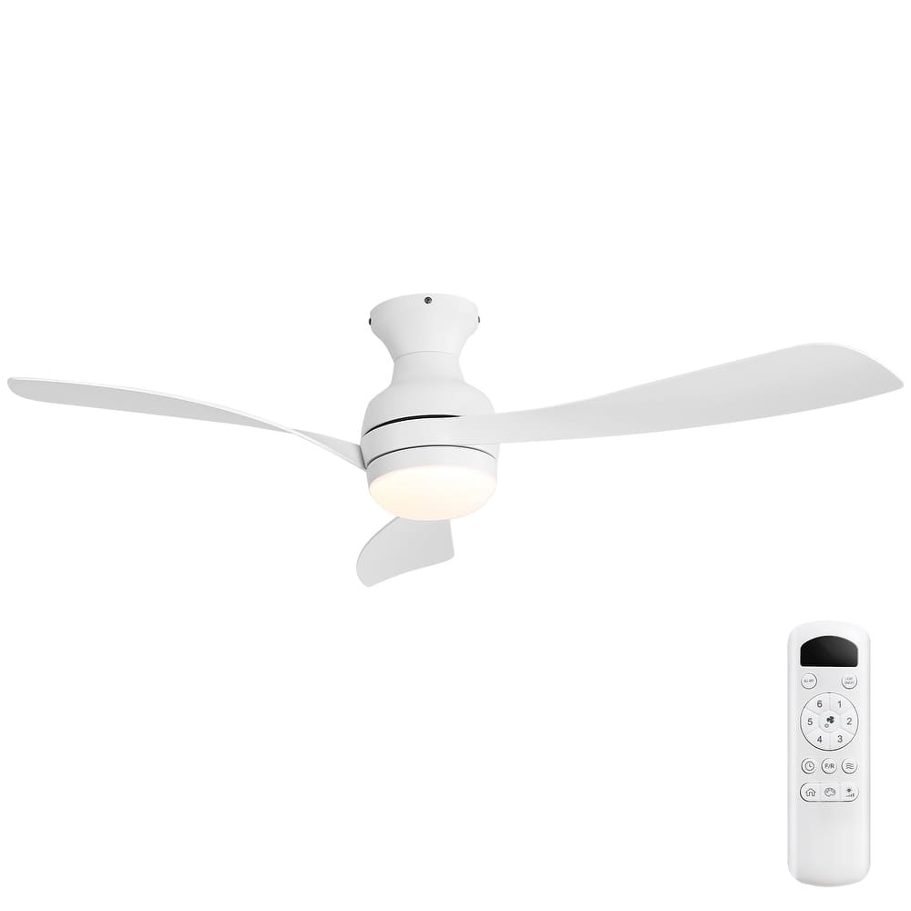 Sofucor 52Inch Flush Mount Ceiling Fan with Dimmable Light and Remote Control,With 3 ABS Fan Blades,6 Wind Speed Adjustable