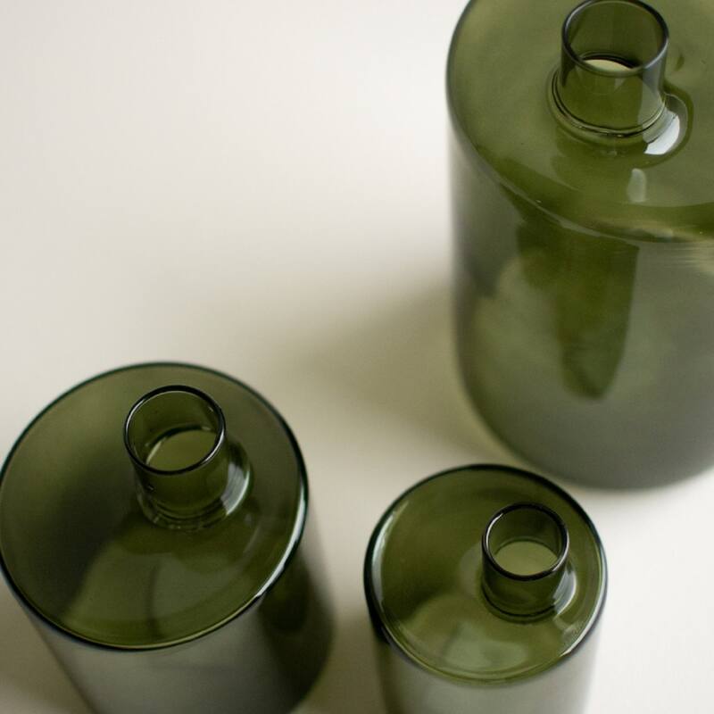 Extra Large Glass Bottle Vase - 8.25" - Green