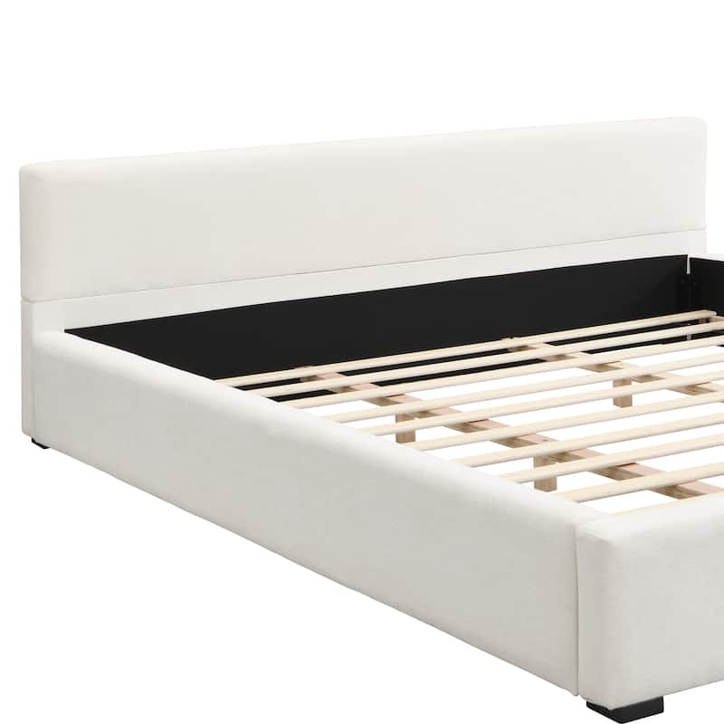 Christopher Knight Home-Zenobia Wide-Edge Polyester Upholstered Bed with Headboard
