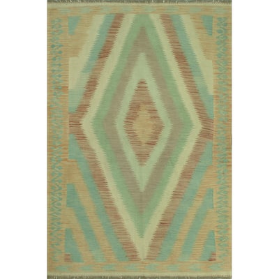 Sun Faded Flatweave Diler Orange/Blue Rug - 4'10" x 6'9"