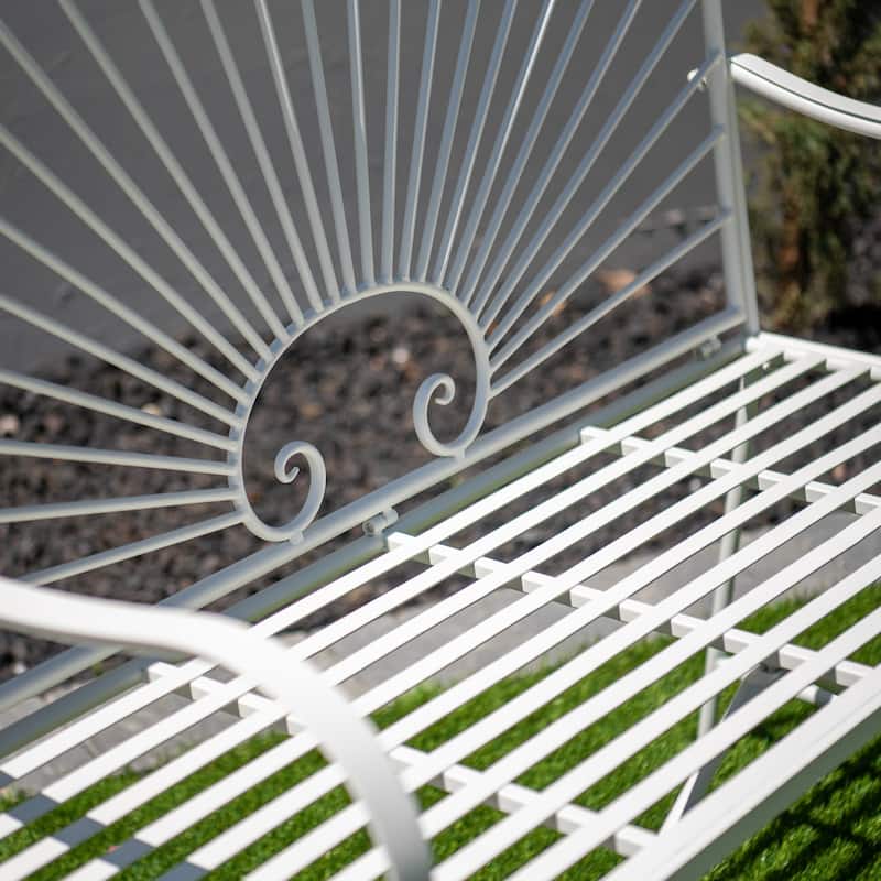 XBrand 44"L Iron Sun-Patterned Seat for Two Indoor/Outdoor Bench