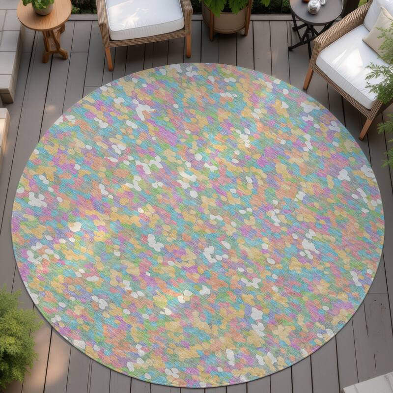 Machine Washable Indoor/ Outdoor Contemporary Halia Chantille Rug - Mint - 8' x 8'
