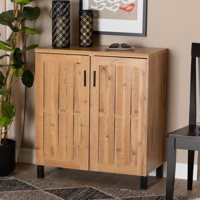 Excel Modern Oak Brown Finished Wood 2-Door Storage Cabinet