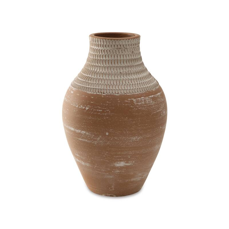 Signature Design by Ashley Reclove Distressed White/Brown Vase