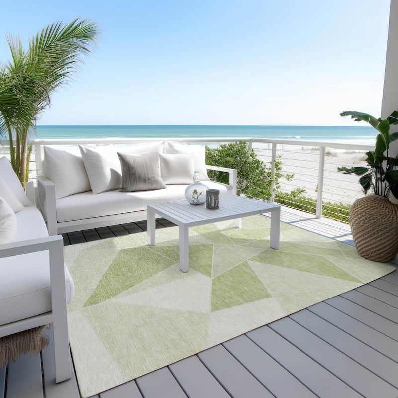 Machine Washable Indoor/ Outdoor Chantille Contemporary Mosaic Rug