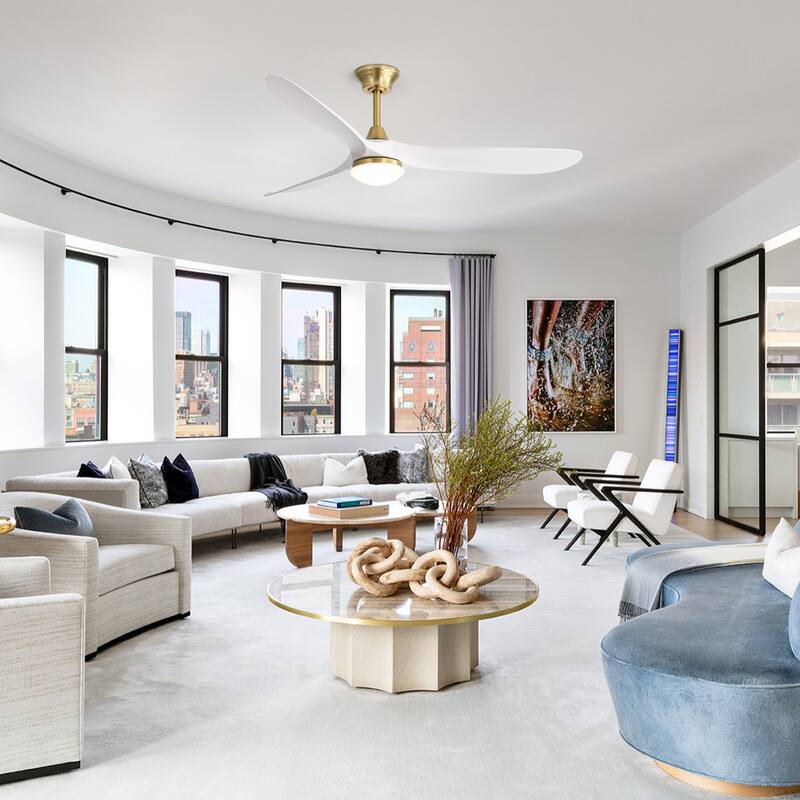 60 Inch Smart Ceiling Fan with Light Dimmable LED with Memory, Quiet Reversible DC Motor,Timing (1H/4H/8H)