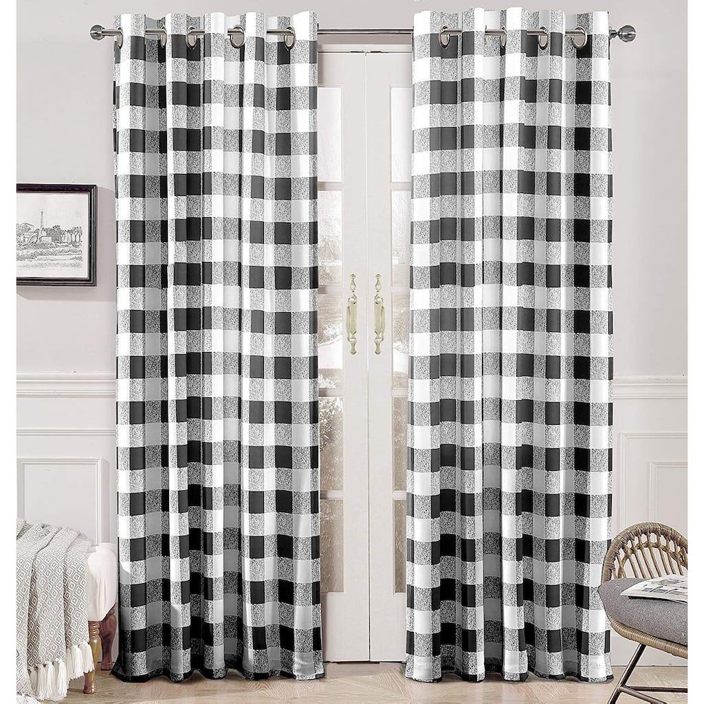 DriftAway Buffalo Checker Plaid Pattern Room Darkening Window Curtain Panel Pair