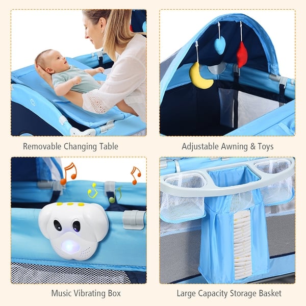 Shop Costway Foldable Baby Crib Playpen Travel Infant Bassinet Bed