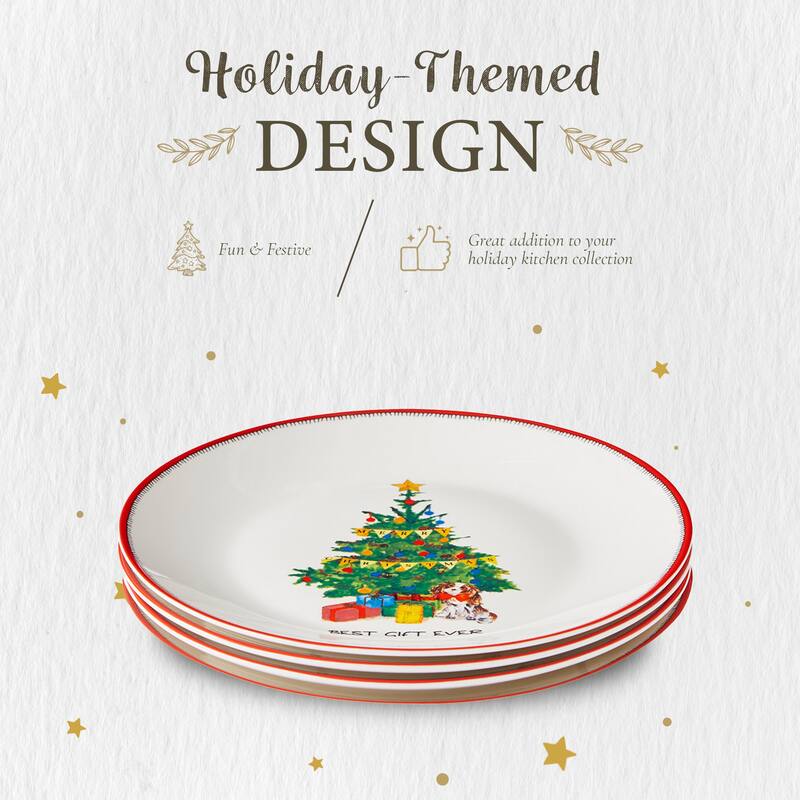 Spode Set of 4 Kit Kemp Doodles Christmas Cake Plates - 6-Inch