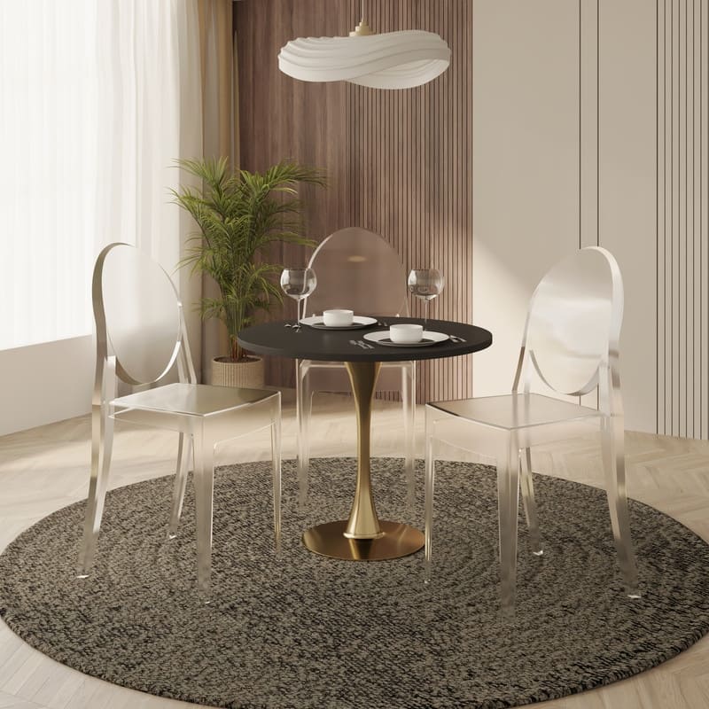 Marion Transparent Acrylic Stackable Modern Lightweight Armless Dining Chair for Indoor Outdoor Patio No Assembly Required
