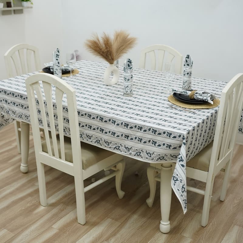 Fabdivine Handmade Block Print Cotton Table Cover Farmhouse Dining Kitchen Decor Gift