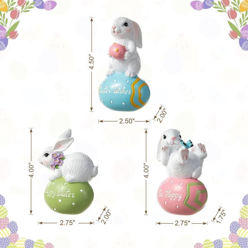 Glitzhome Easter Resin Bunny Table Decor Rabbit Figurines Lovely Gifts