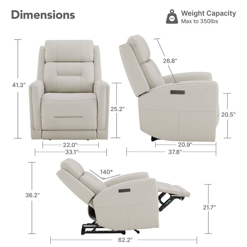 Spruce & Spring Power Recliner Chair Wall Hugger with Power Headrest