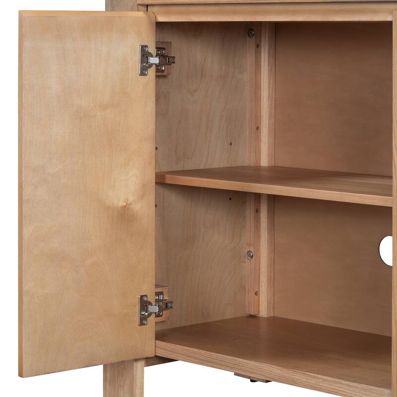 Retro 4-Door Sideboard with Distressed and Adjustable Shelves