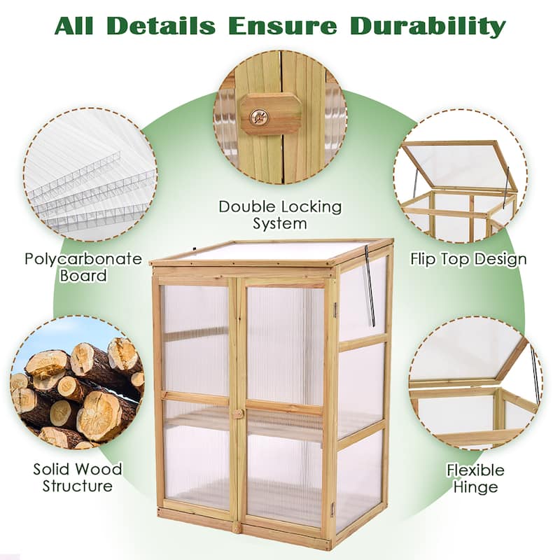 Wooden Garden Portable Greenhouse Raised Plants Protection - 30.0''x22.5''x43.0''