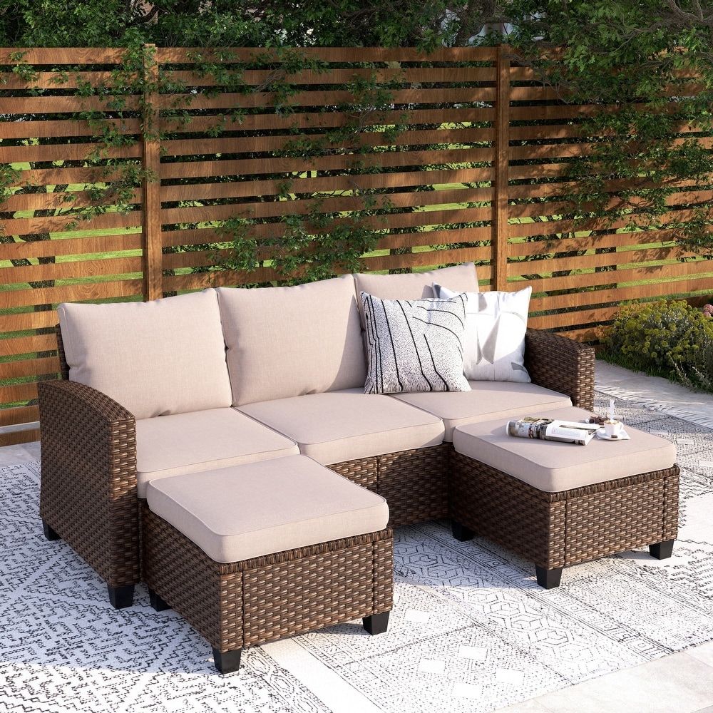 MAISON ARTS 5/9 Seats Patio Furniture Wicker Rattan Outdoor Deep Seating Sectional Sofa Large Conversation Set