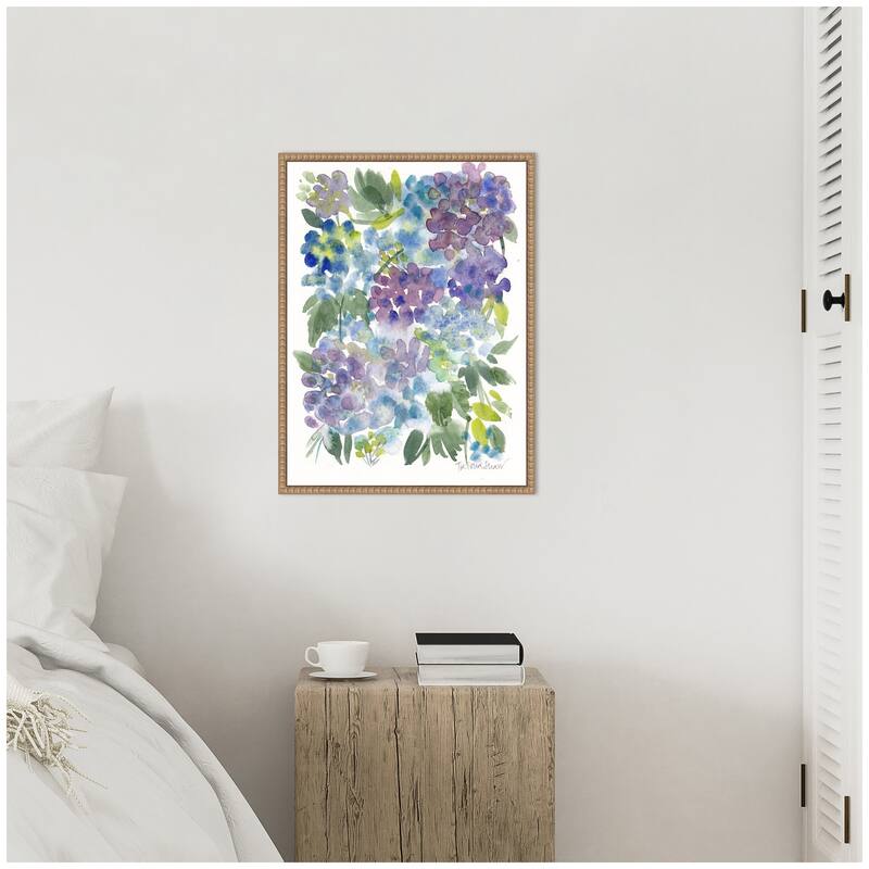 Kate and Laurel Sylvie Watercolor Purple Hydrafloral Framed Canvas by Patricia Shaw