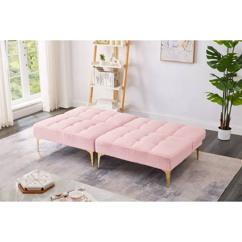 Convertible Sofa Bed with Teddy Fabric, Freely Configurable Sections