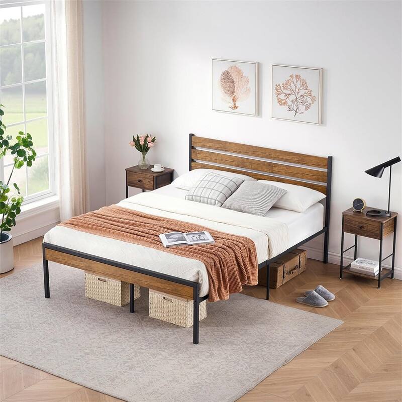 Metal Platform Bed Frame with Storage