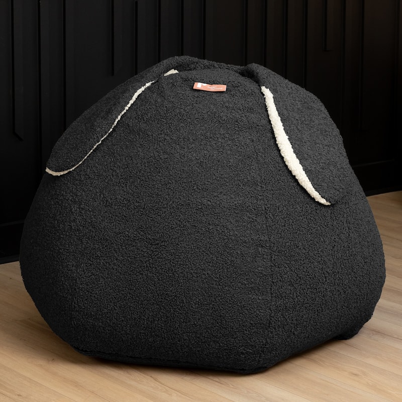 Raven-Symoné Home HopSeat Bunny - Oval Shaped Large Bean Bag Chair with Ears, Ultra Soft Shearling