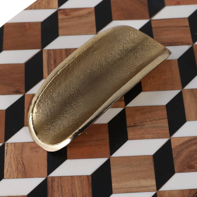 Modern Decorative Boxes with Lid - Set of 2, 14", Black, Brown - 14.0"