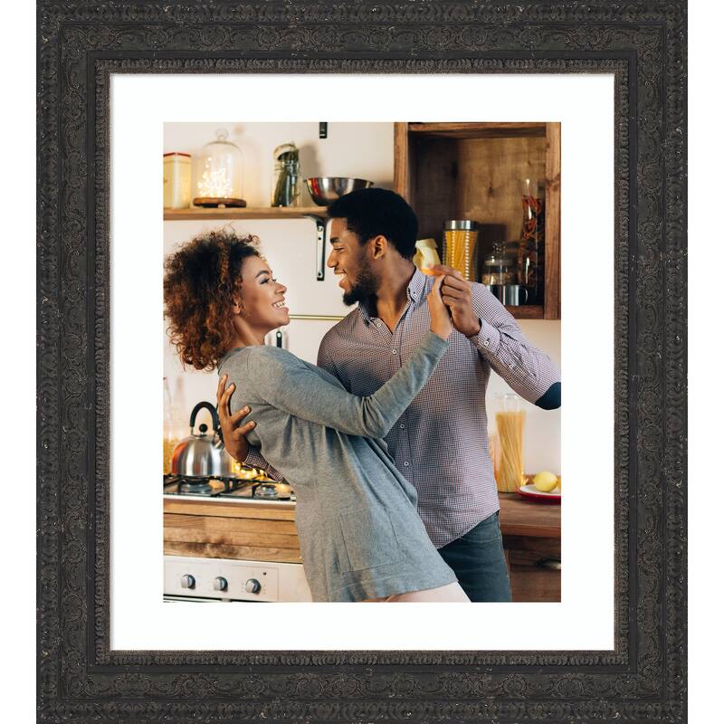 Attic Aged Picture Frame, Photo Frame - 20x24 Matted to 16x20 - Attic Aged Black