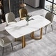 Modern Dining Table, White Sintered Stone Tabletop Rectangular Dining ...