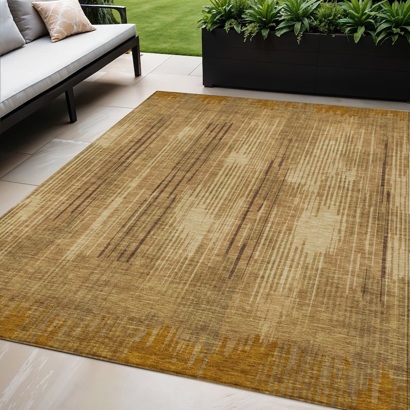 HomeRoots Striped Transitional Rectangle Outdoor Rug - 5' X 8'