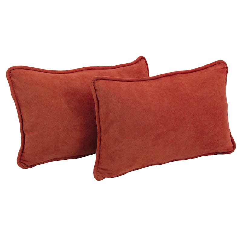 20-inch by 12-inch Microsuede Lumbar Throw Pillows (Set of 2) - Cardinal Red