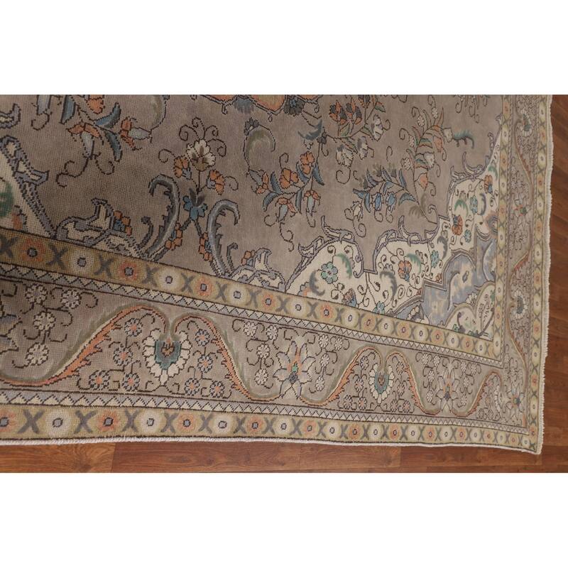 Over-Dyed Tabriz Persian Vintage Area Rug Hand-Knotted Wool Carpet - 9'7" x 12'3"