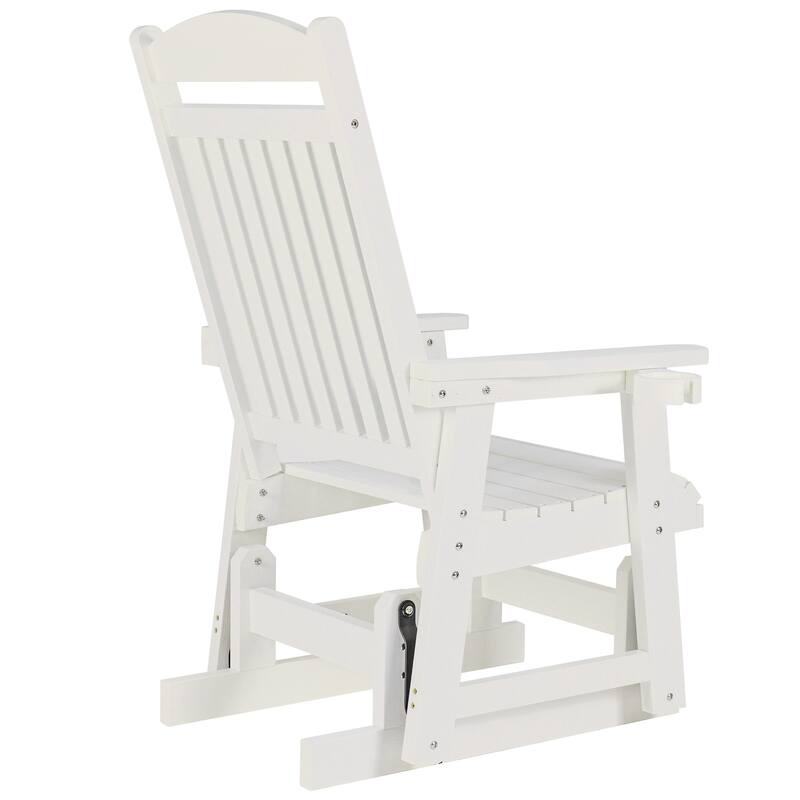 Fortune Candy Poly Lumber Patio Glider for One Person with Cup Holders, HIPS Material, All-Weather Resistant