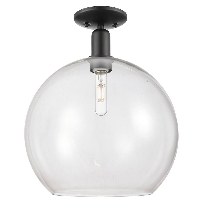 Innovations Lighting 716-1C-19-14 Athens Semi-Flush Athens 14" Wide - Matte Black / Clear