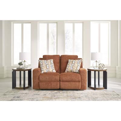 Signature Design by Ashley Danum Orange Reclining Loveseat - 64"W x 40"D x 41"H