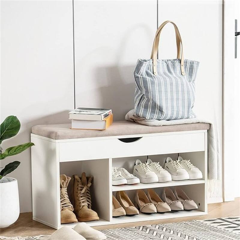 Shoe Storage Bench with Cover 2-Tier 39 Inches - 11.81"D x 39.4"W x 17"H